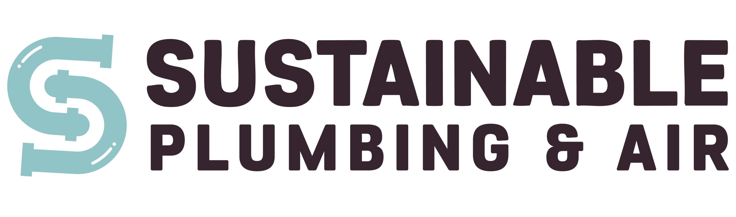Branded graphic showing plumbing and HVAC service icons by Sustainable Plumbing & Air.